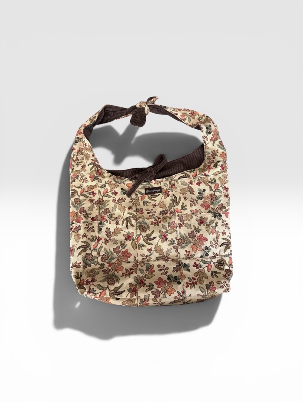 Longaberger Quilted Floral Shoulder Bag - Cream/Pink/Brown